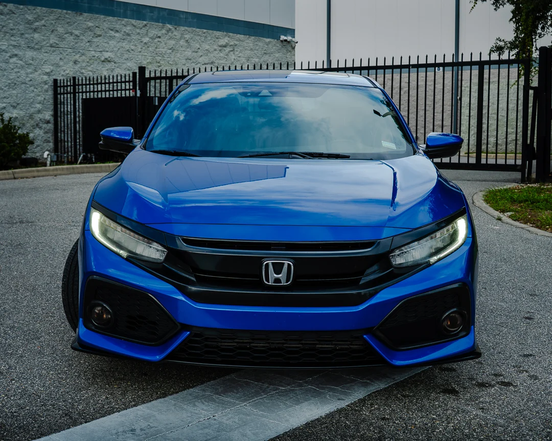 Front view of a blue Honda Civic from the JDM Wash business gallery